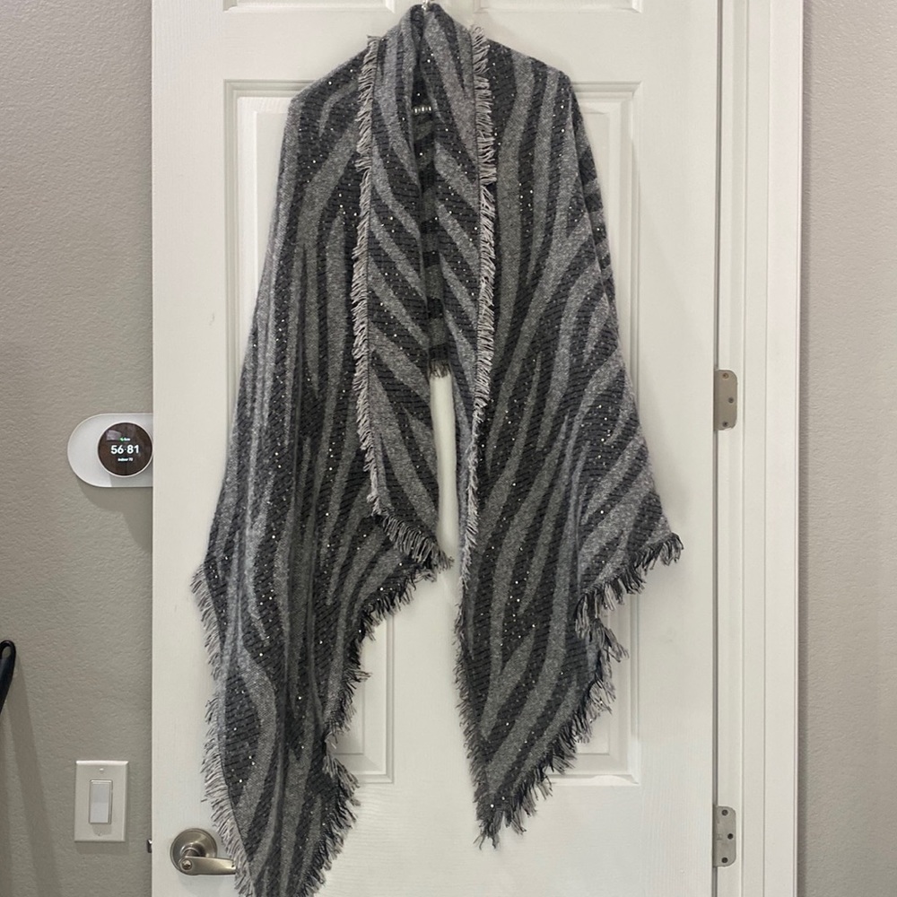Grey and charcoal zebra style print scarf/wrap